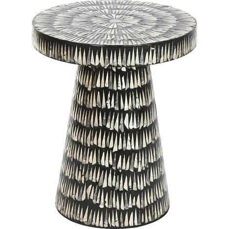 Table d'appoint madre perla noire et dorée style colonial - noir nacré et or (1/4)