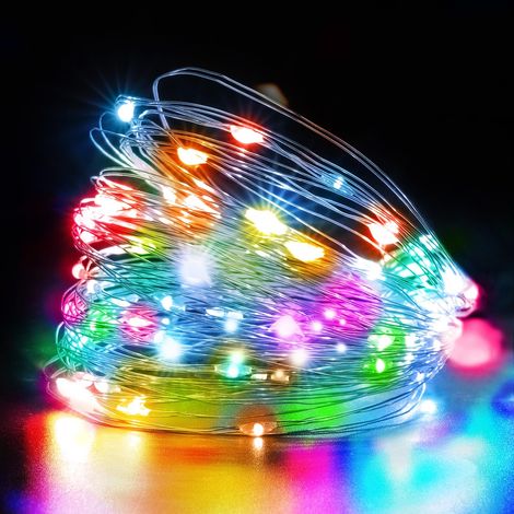 Guirlande Lumineuse à Piles, 2 Pièces 2m 20 LED Guirlande Lumineuse en Fil Cuivre, Petite guirlande lumineuse intérieur, LED Décoration pour Chambre, Fête, Mariage, Noël - Multicolore (1/5)