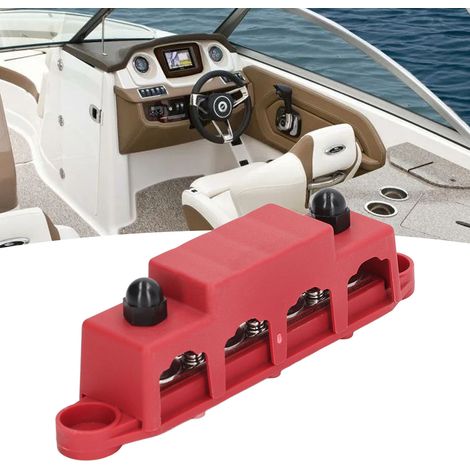 M8-Sammelschiene für Wohnmobile und Boote, Hochstrom-Anschlussklemmen, 4 Anschlüsse, Verteilerblock, rote Sammelschiene (1/5)