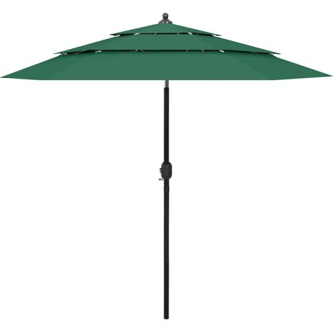 vidaXL 3-Tier Garden Parasol with Aluminium Pole Green 2,5 m
