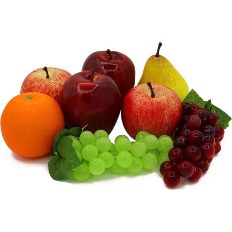 Künstliche Früchte Set 8tlg. Lebensecht Kunstobst Traube Apfel Orange Birne (1/5)