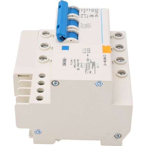 Disjoncteur tripolaire (3P) et neutre (N) pour montage sur rail DIN, pouvoir de coupure de 4500 A, 400 V, 63 A, pour usage domestique ou bureau. (1/5)