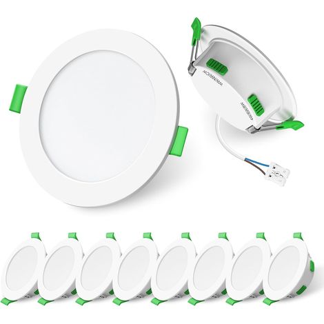 Spot LED Encastrable 7W 230V Dimmable, 3000K 4000K 6500K Couleur Réglable Spot Salle de Bain IP65, Extra Plat 29mm Spot Plafond, Lot de 6, Rond Blanc (1/5)