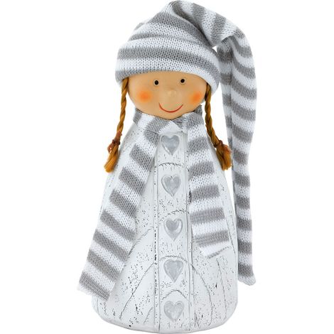 Deko Figur Mädchen Kind Zöpfe Winter Schal Mütze Weihnachten Herzen Eglo 41243 (1/4)