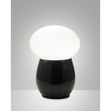 Lampada da tavolo Freddy in vetro soffiato Nero, attacco E27 40W, interruttore integrato, design elegante e moderno - Freddy Collection