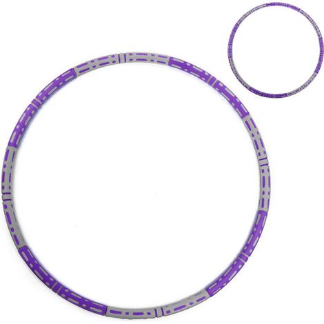 Hula hoop lesté de massage en mousse bicolore, cerceau amovible en mousse d'acier inoxydable, appareil de fitness pour affiner le ventre et la taille, modèle à 6 sections en bambou violet et gris (1/4)
