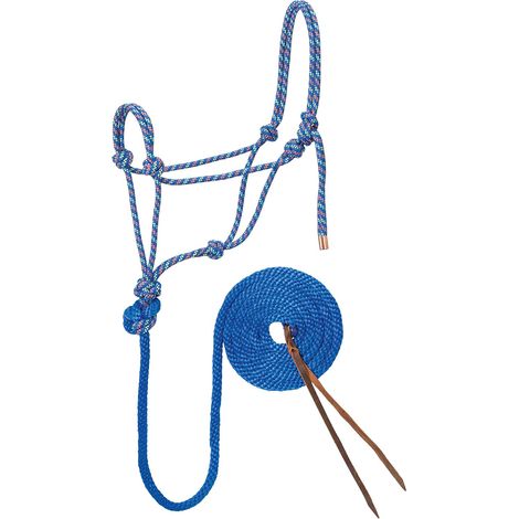1 Licol Et Longe De Cheval Tressés Corde Polyester Double Muserolle 3m Équitation