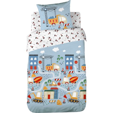 Parure de lit - COTE DECO - Camion et Tracteur - 100% Coton - 140x200cm - Réversible (1/5)