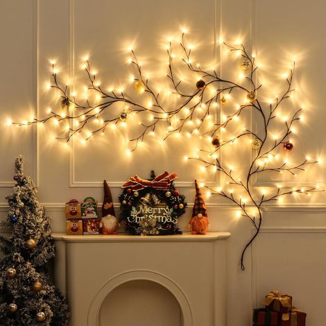 Guirlande Lumineuse LED Rotin 96 LEDs, Alimentée par USB, 8 Modes d'Éclairage, Veilleuse Décorative Élégante pour Chambre, Hôtel, Couloir et Maison d'Hôtes-x (1/2)