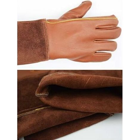 MINE Gants de protection en cuir, Gants de travail de jardinage résistants aux coupures pour la construction, Gants de sécurité de réparation, S A (1/2)