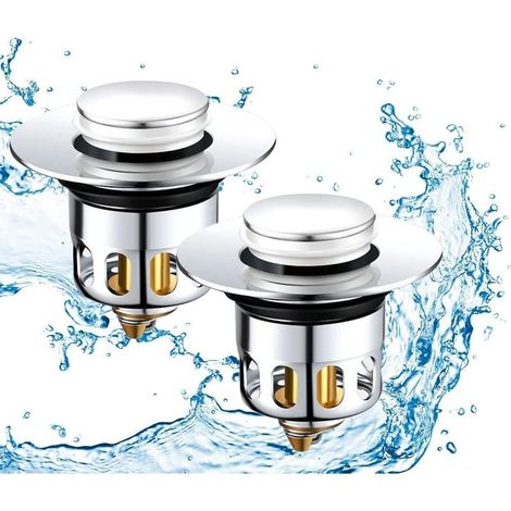 2 Pièces 4 Joints Bonde de Lavabo Pop-Up Universel Bonde Lavabo Filtre de Vidange Anti-Bloqué Bouchon d'évier Bouchon Lavabo Flitre Cheveux Anti-Odeu (1/5)