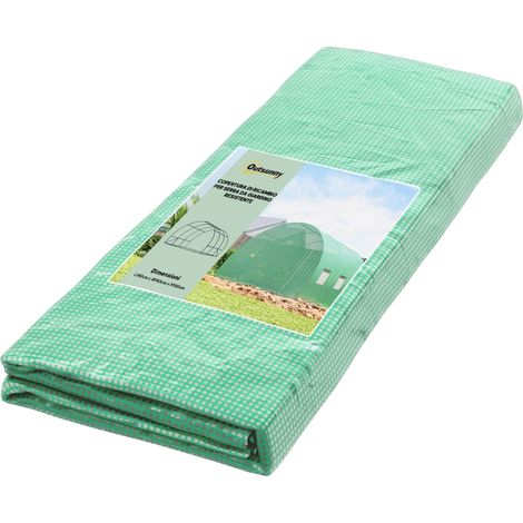 Telo Serra in PE con 6 Finestre, Porta Avvolgibile e Bordi Interrati, 3x3x2 m, Verde