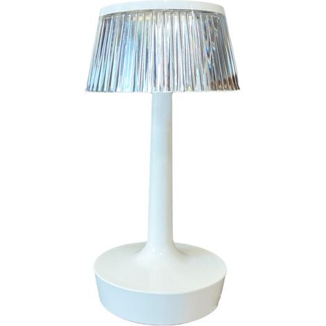 Lampada da Tavolo LED RBG Senza Fili Ricaricabile Touch Effetto Cristallo Bianca (1/5)