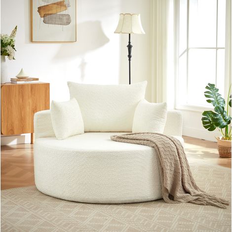 MODFU – Sillón modular de chenilla con cojín cilíndrico y montaje sin herramientas, para salón o dormitorio – Beige (1/5)