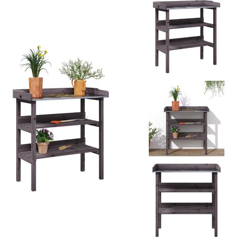 Table à plantes avec étagères gris 78x38x82,5 cm bois de sapin - Table À Plantes - Meuble De Jardin - Jardinière - Support Plante - Étagère Jardin (1/5)