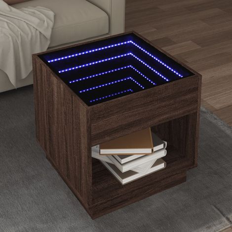 vidaXL Tavolino da Salotto con LED Infinity Rovere Marrone 50x50x50 cm (1/5)