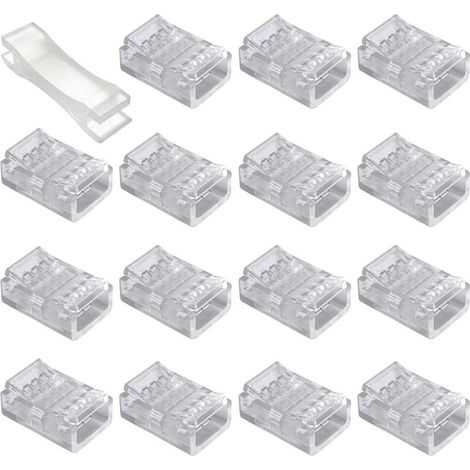 Packung mit 15 10-mm-4-Pin-RGB-LED-Streifenverbindern, 4-Pin-LED-Verbinder für 10-mm-5050- und 3528-RGB-LED-Streifen, LED-Streifen- und LED-Streifen-Verbindungen, lötfrei (1/5)