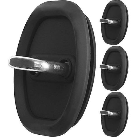Lot de 4 cache-loquets de portières de voiture, protections en silicone pour verrous de portières-9.00X7.00X0.40CM-Black (1/4)