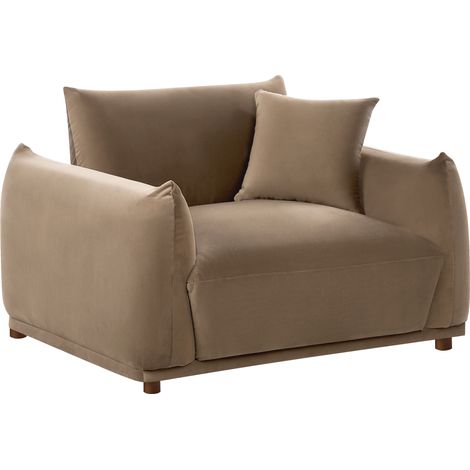 Sillón de sala de estar con respaldo tapizado en terciopelo y patas de madera marrón Jubek (1/5)
