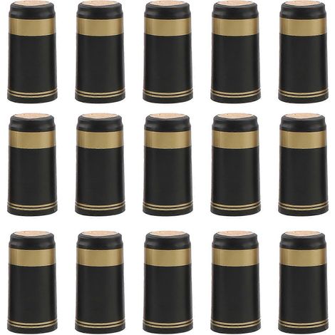 100 Stück Schrumpfkapseln für Weinflaschen, Schrumpffolie für Weinflaschen mit gerader Öffnung (Schwarz, goldener Rand)-3X3X6cm-Black (1/3)