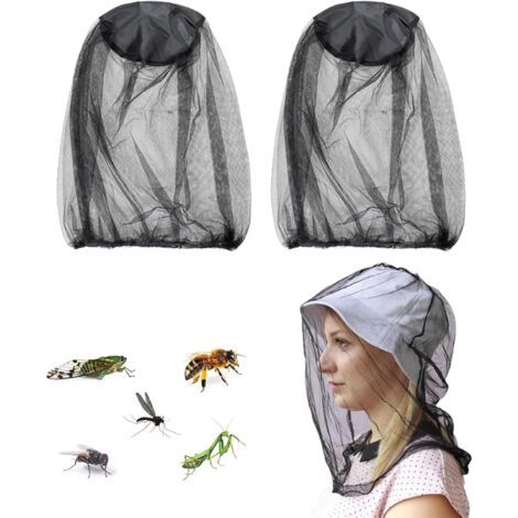 2 Pcs Mosquito Head Net Mesh Filet de Tête de Moustique Couvre Masque maillé pour Apiculture Apiculteur Les Amateurs de Plein air à Contre Les Moustiques Cagoule Bande Noire Anti Moustiques (1/5)