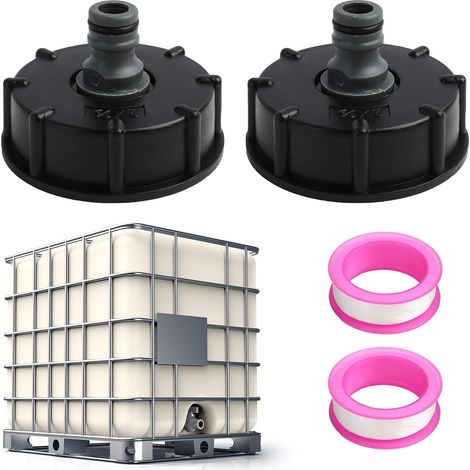 Lot de 2 Adaptateur de Bouchon de Réservoir IBC S60x6, Raccord de Tuyau de Jardin 1/2 Pouce, Convient pour Réservoirs d'eau de Pluie IBC, Durable et Étanche, pour Jardin et Industrie (1/5)