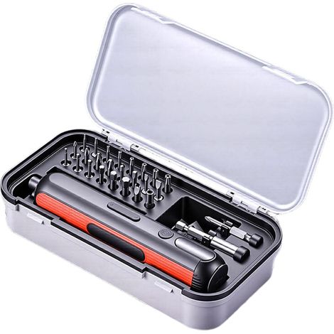 Lot de tournevis électriques compacts 4 V avec 25 embouts USB rechargeables LED pour réparations à la maison (1/5)