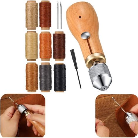 Kit de couture aiguilles manuelles aiguilles pour cuir aiguilles pour toile (marron, 134cm) (1/5)