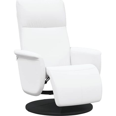 Fauteuil de Salon,Chaise,Fauteuil inclinable avec repose-pieds blanc similicuir CFW976053 (1/5)