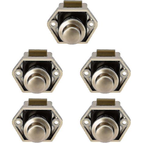 Lot de 10 mini loquets de porte de tiroir/placard à bouton-poussoir en nickel pour caravane et camping-car (1/5)