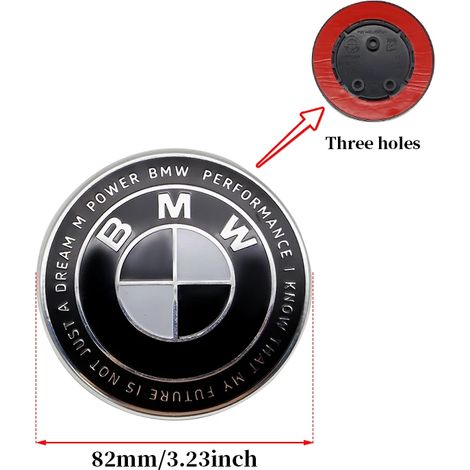 (1 pièce, 82 mm, 3 trous, Chine continentale) - Convient pour BMW : logo Thunder noir et blanc, emblème de capot avant, badge arrière, cache-moyeu de roue, autocollant de volant (1/5)