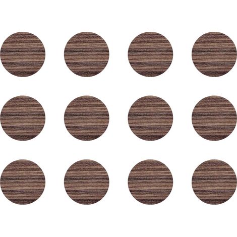 12x Cache vis adhésif autocollant diamètre 40mm protection bouchon trou obturateur meuble table chaise maison, Chêne chocolat