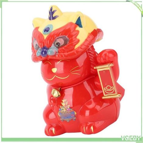 Ornement - FAFEICY - Chat porte-bonheur solaire - Détection de lumière - Hoche la tête - Rouge (1/5)