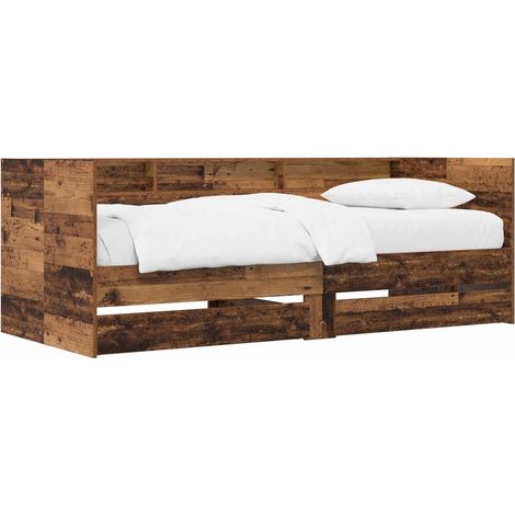Cama de día con cajón Madera envejecida Madera de ingeniería vidaXL