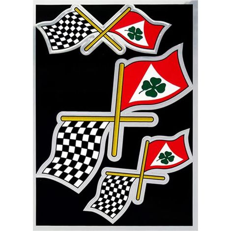 AMS 784 Set Adesivi Quadrifoglio Verde Bandiera Racing per Auto, 9, 5 x 13 cm (1/5)