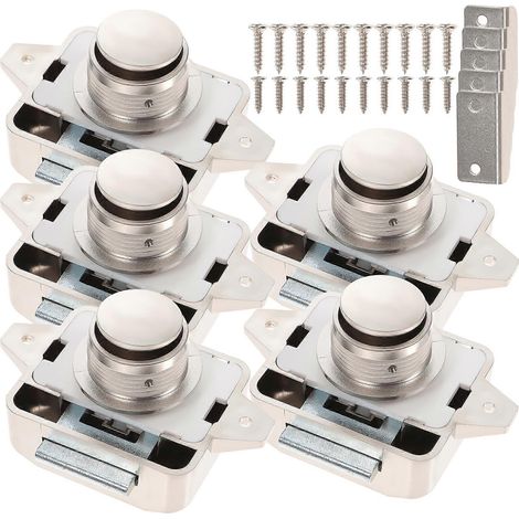 Lot de 5 loquets à bouton-poussoir pour porte de placard (1/5)