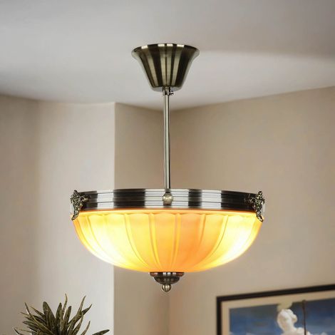 Deckenlampe Metall Glas D: 30 cm für E14 3-flammig rund Jugendstil Deckenleuchte (1/5)