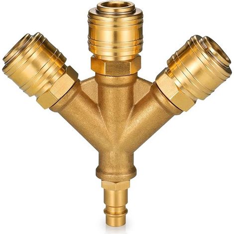 3-Wege-Druckluftverteiler mit 1/4-Zoll-Kupplungen und Außengewinde (1/5)