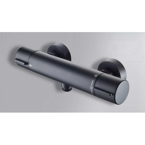 Mélangeur de Douche Thermostatique 38℃ Noir Mat Sortie G1/2" (1/5)