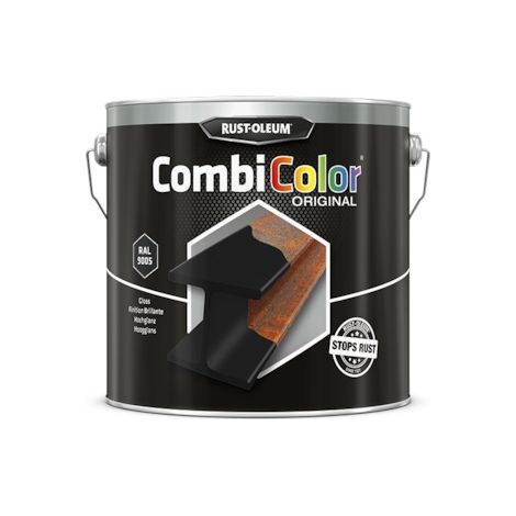 CombiColor® métal - peinture anti-rouille Rust-Oleum - Noir brillant ral 9005 - Bidon de 2,5 litres