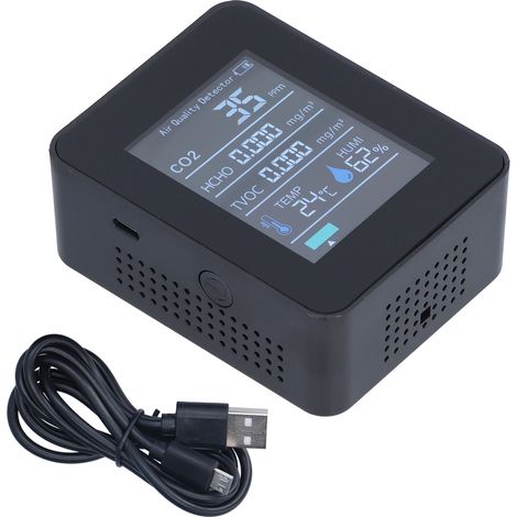 Intelligenter Luftqualitätsmonitor mit Farbdisplay, tragbarer Formaldehyddetektor für Büro und Zuhause (1/5)