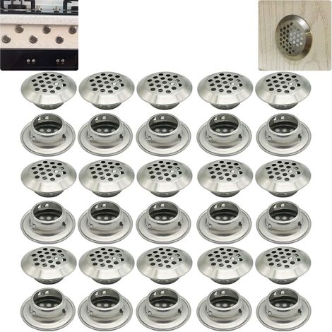 30 Grille de ventilation, Acier inoxydable, 19 mm, Ronde, Pour meubles de cuisine (1/5)