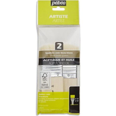 Pinceaux - Pebeo - Spalters - 2 pièces - Soie beau-blanc - Manche en bois FSC