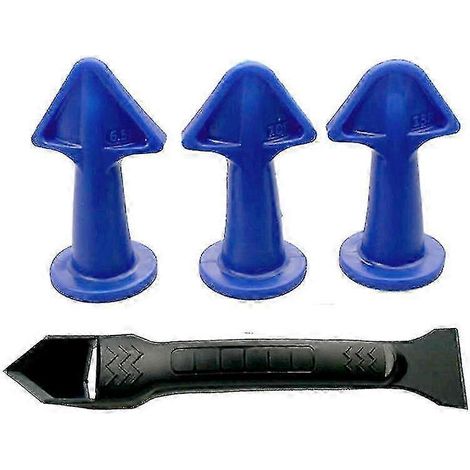 Silikon-Dichtstoffdüse, Fugenglätter, Klebstoffentferner, Fugenschaber (blau) (4-teilig)