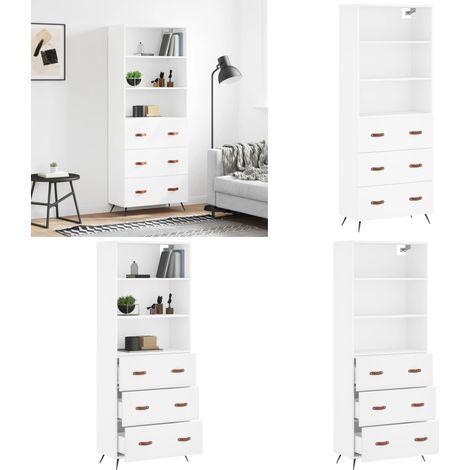Highboard Weiß 69,5x34x180 cm Holzwerkstoff - Holzwerkstoff - Schrank (1/5)