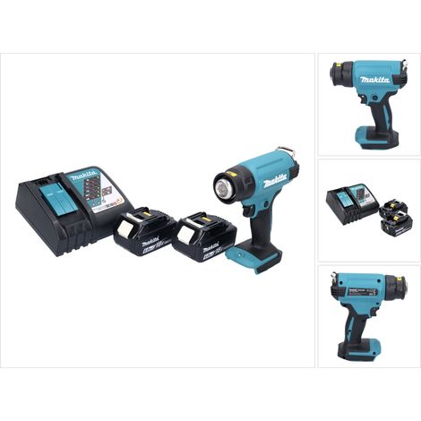 Makita DHG 180 RG Akku Heißluftgebläse 18 V 550 °C + 2x Akku 6,0 Ah + Ladegerät