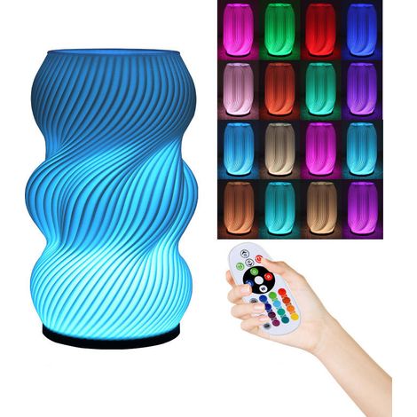 Vase LED imprimé en 3D – Vase lumineux RGB décoratif – 16 couleurs réglables – Lampe de chevet minimaliste pour salon, bureau et chambre (1/4)