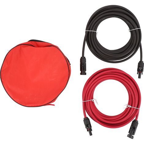 Câble extension solaire 10 AWG 9,1m rouge noir connecteurs MC4 étanches IP67 cuivre étamé pour camping-car et van (1/5)