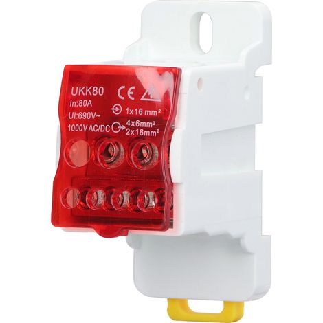 Boîte de Distribution de bornier sur Rail DIN 690V 80A, jonction de conducteur en laiton épissable pour appareils ménagers rouge