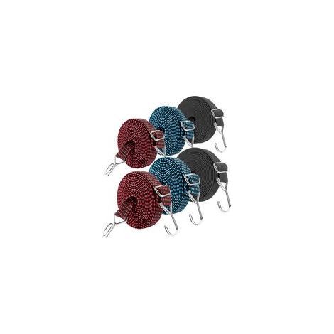 Lot de 6 pcs Tendeurs Elastique avec Crochets , 2M Plat Tendeur de Bagages, Réglables Tendeur Bagages, 2,5 Fois l'élasticité avec Doubles Crochets pour (1/5)